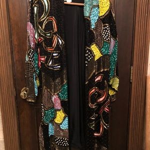 Beaded heavy jacket long